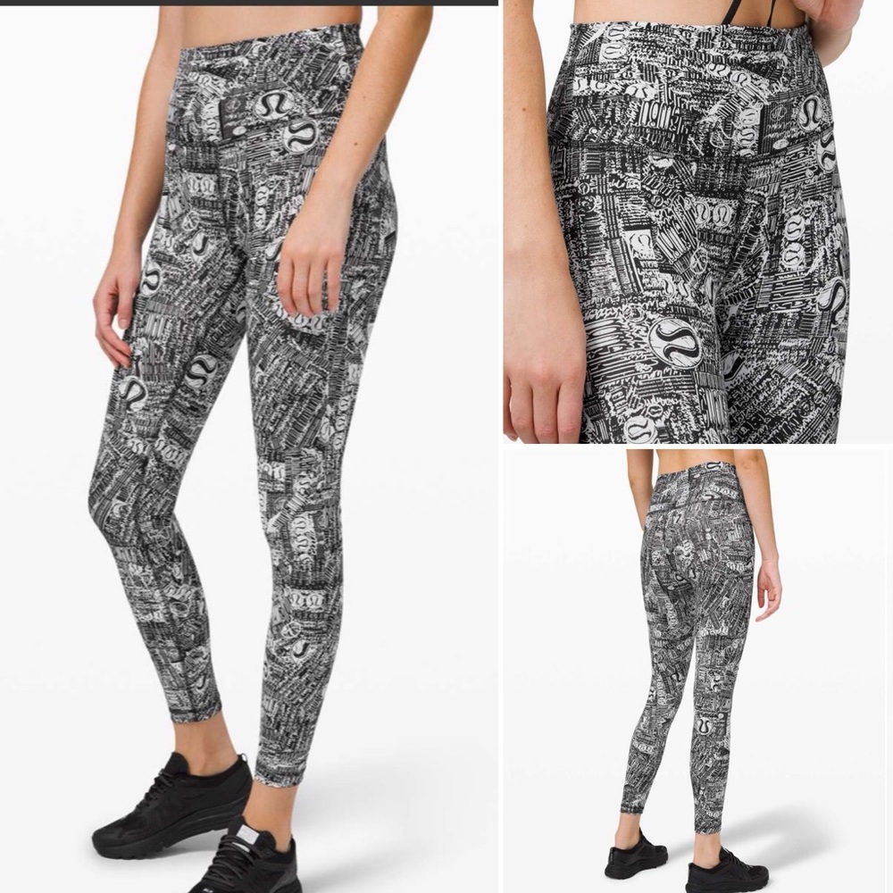 Lululemon Wunder Train High Rise Tight 25" Tear It Up Alpine White Black Print 2